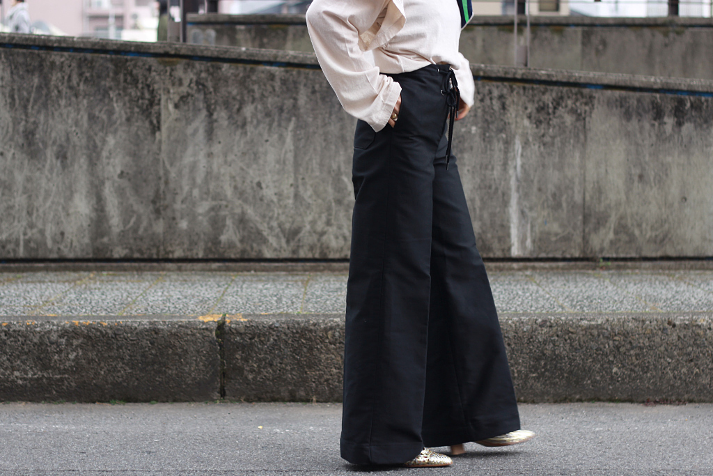 AURALEE - FINX MOLESKIN STRING WIDE PANTS: VIOLA STELLA women's blog