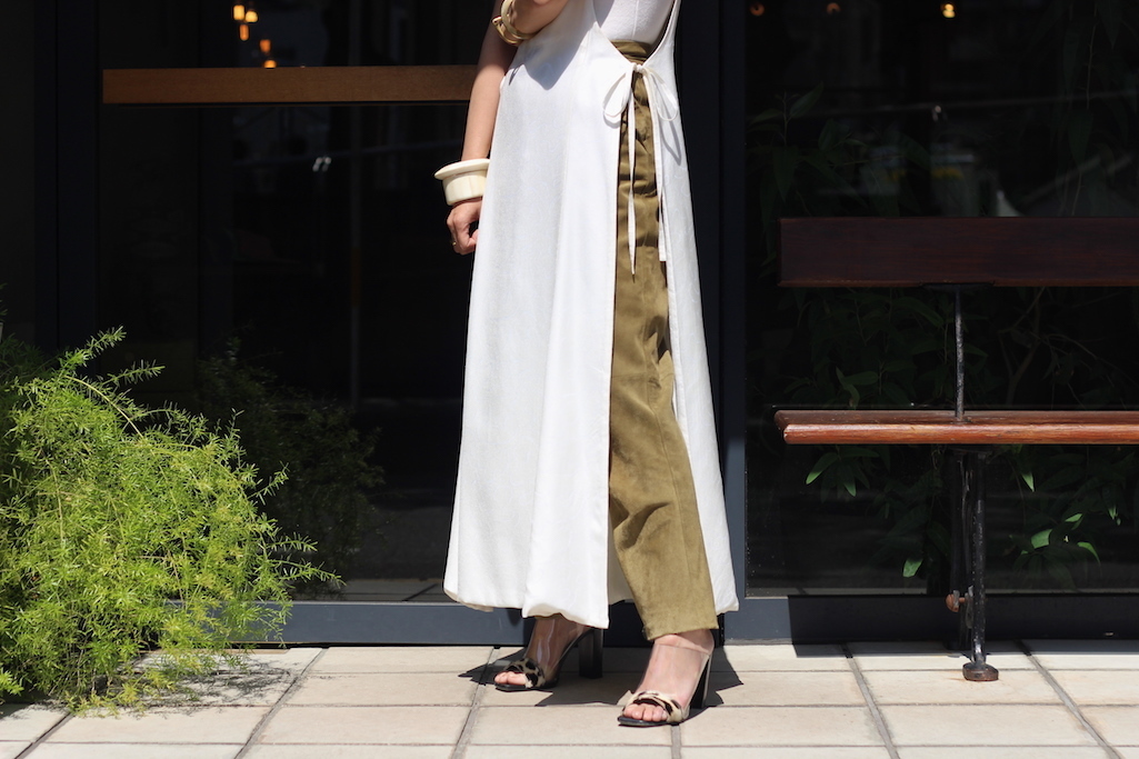 FUMIKA_UCHIDA - SILK MOIRE APRON DRESS: VIOLA STELLA women's blog